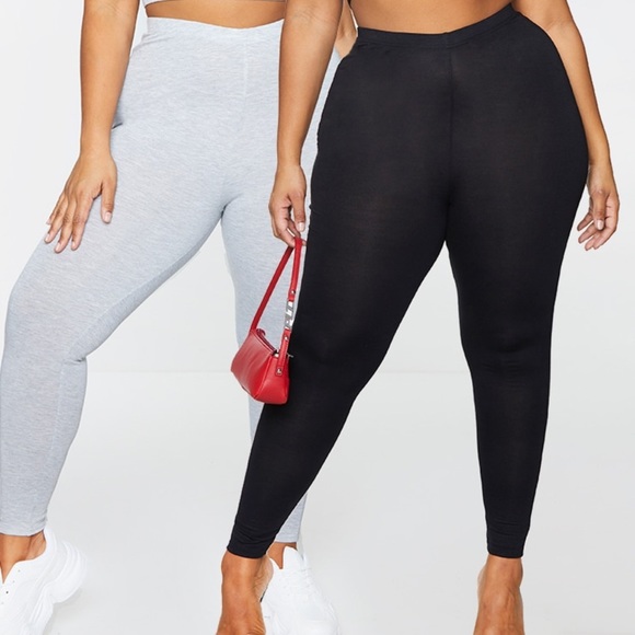 Plus Black and Grey Basic Jersey Legging 2 Pack - Picture 1 of 2